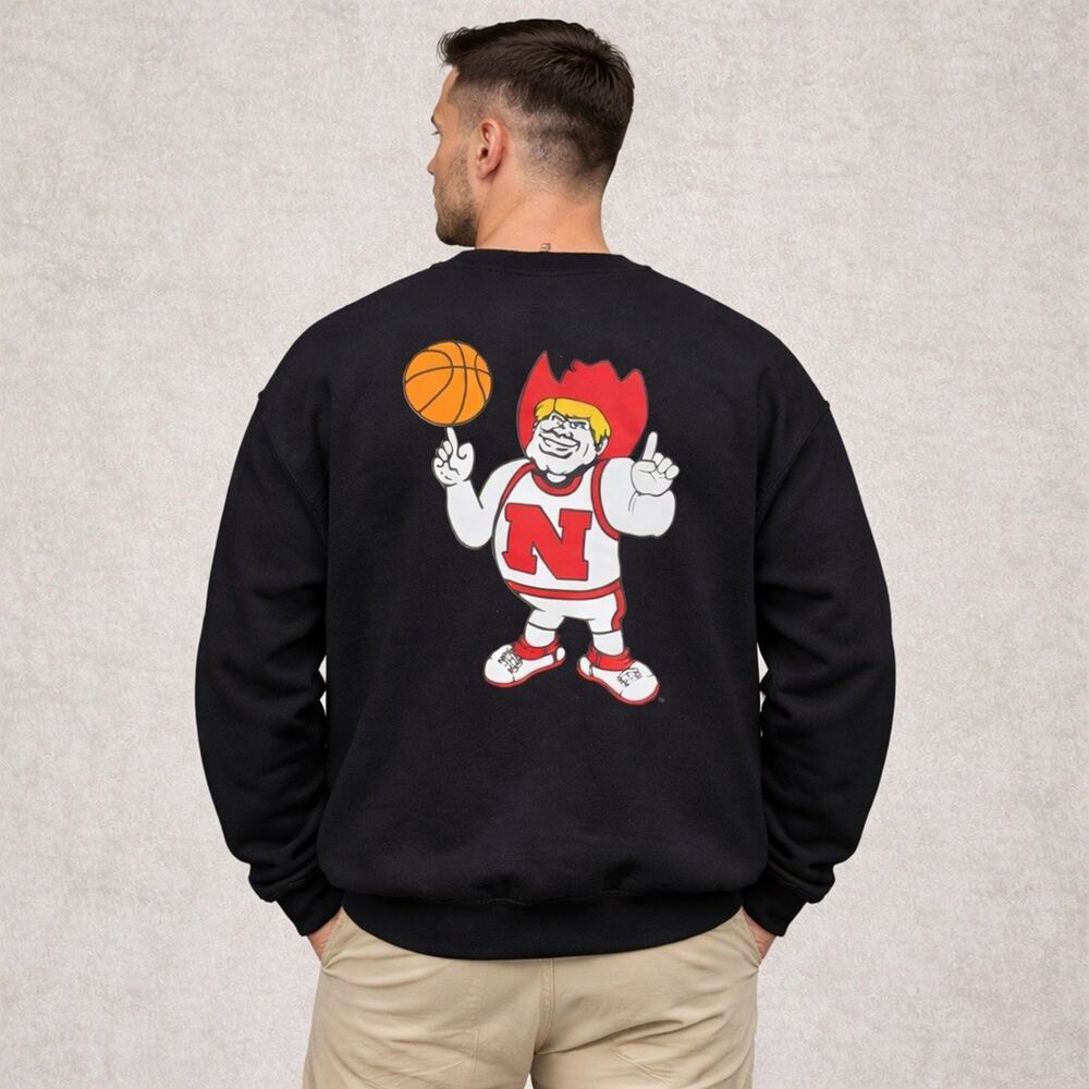 Nebraska Huskers Basketball Crewneck Black XL New